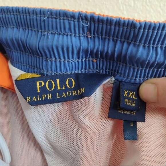 Polo Ralph Lauren Orange Lined Swimsuit Trunks Drawstring Waist and Mens 2XL - Picture 7 of 8